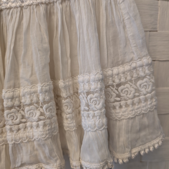 St. Tropez Cream Smocked Tiered Skirt with Embroidered Trim - Picture 3 of 10